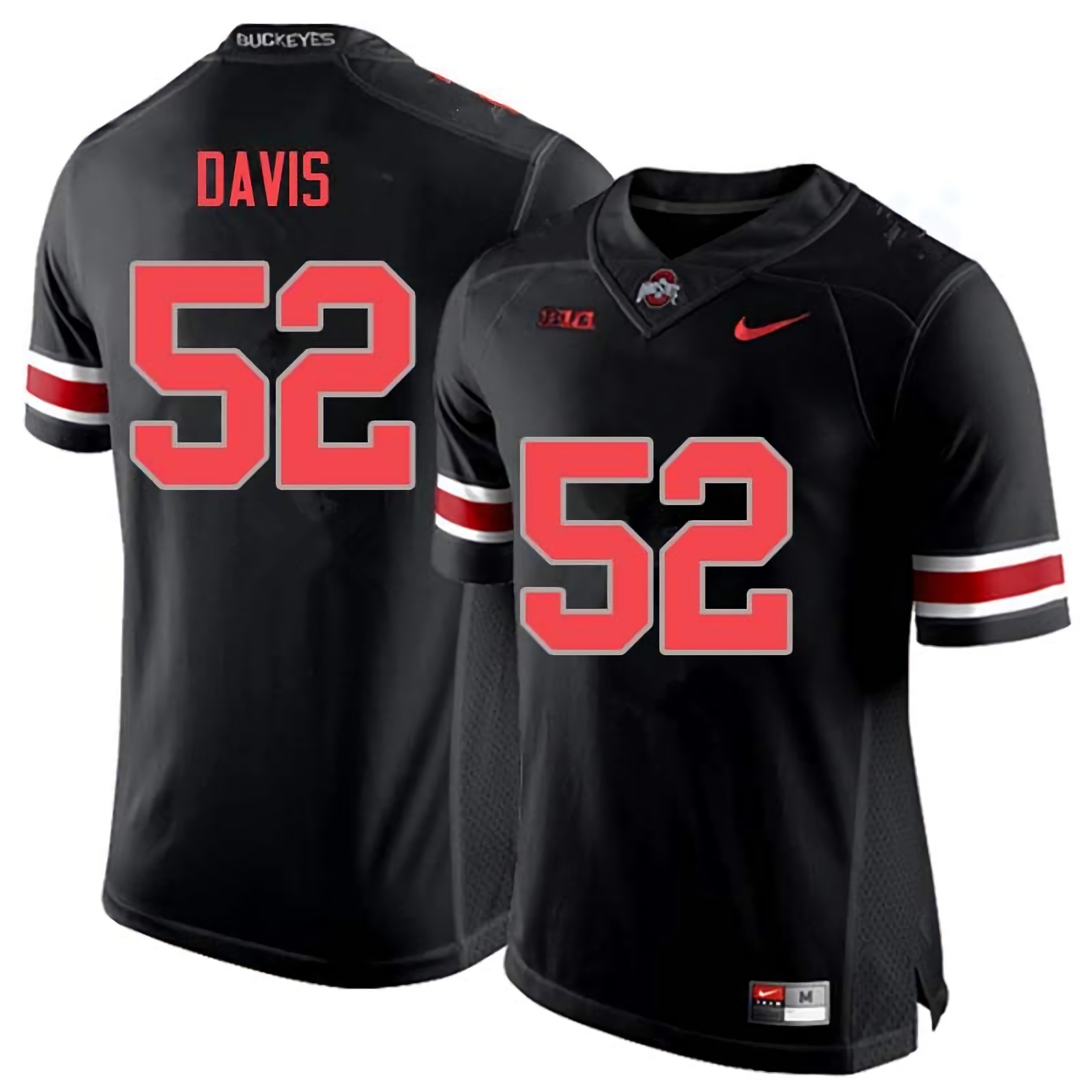 Wyatt Davis Ohio State Buckeyes Men's NCAA #52 Nike Blackout College Stitched Football Jersey JKC3256GR